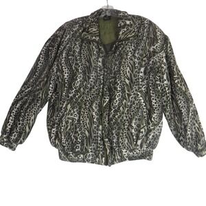 Vintage Fuda International Womens 100% Silk Bomber Jacket Size Med 80's Ladies
